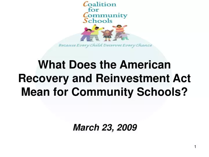 what does the american recovery and reinvestment act mean for community schools