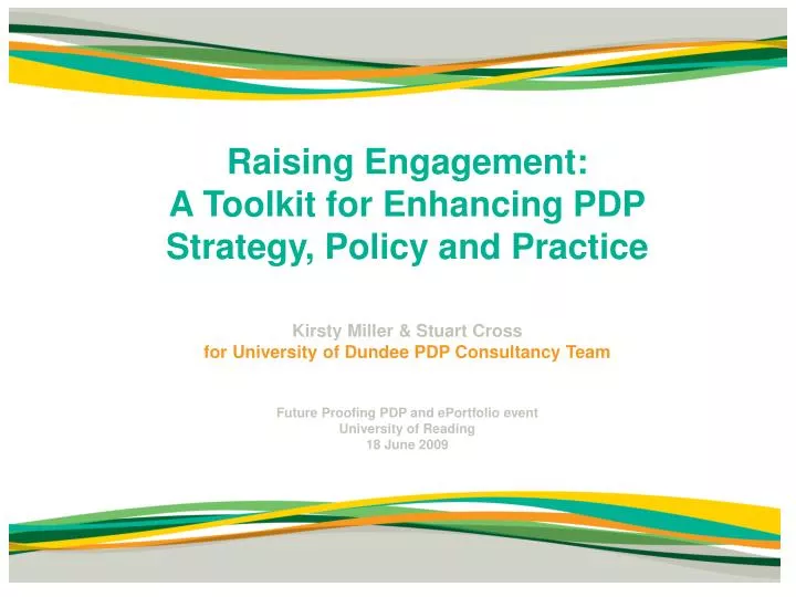 raising engagement a toolkit for enhancing pdp strategy policy and practice