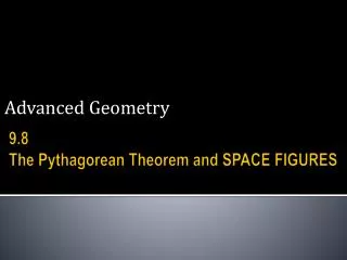 9.8 The Pythagorean Theorem and SPACE FIGURES