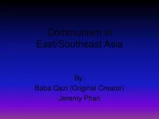 Communism in East/Southeast Asia