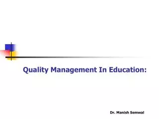 Quality Management In Education:
