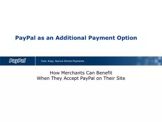PayPal as an Additional Payment Option