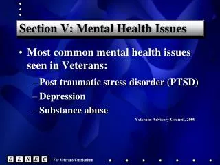 Section V: Mental Health Issues