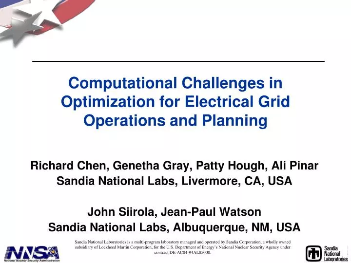 computational challenges in optimization for electrical grid operations and planning
