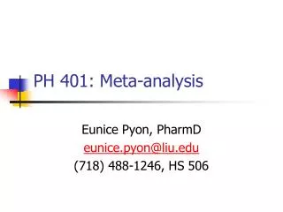 PH 401: Meta-analysis