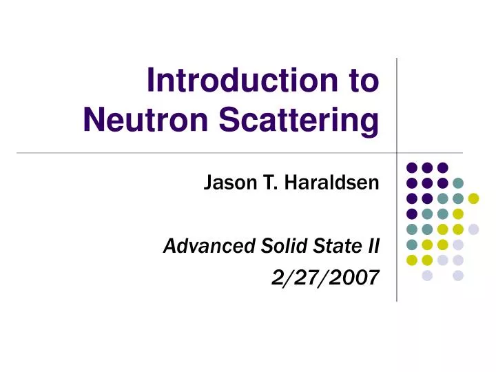 introduction to neutron scattering