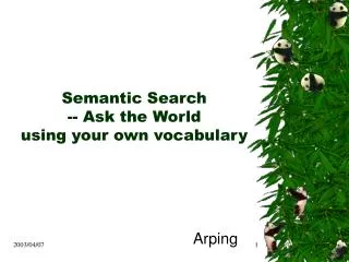 Semantic Search -- Ask the World using your own vocabulary
