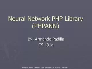 Neural Network PHP Library (PHPANN)