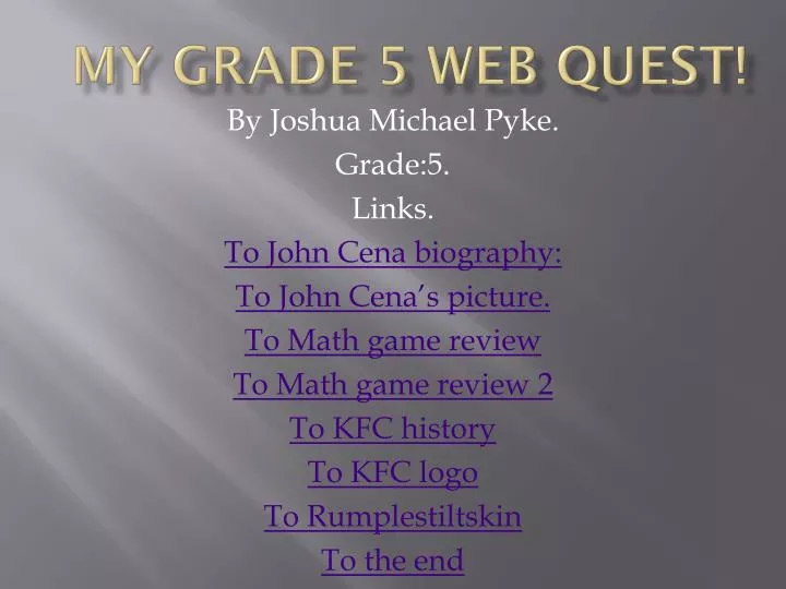 my grade 5 web quest