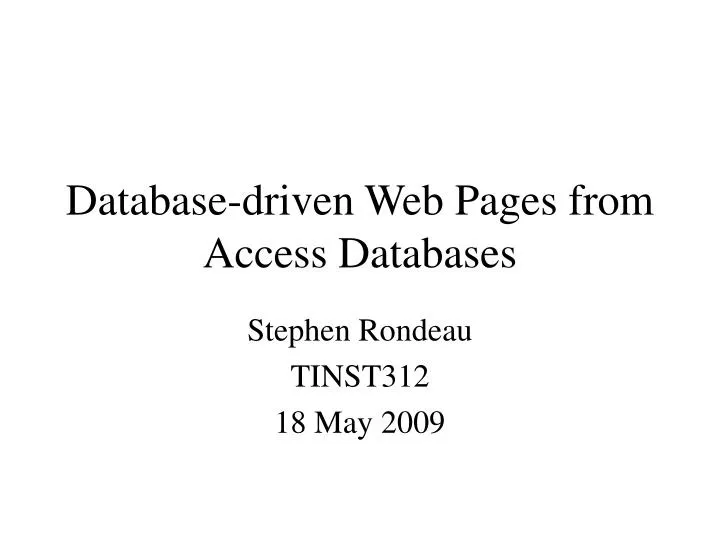 database driven web pages from access databases