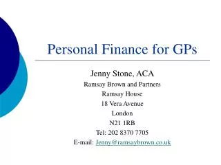 Personal Finance for GPs