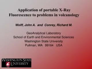 Wolff, John A. and Conrey, Richard M. GeoAnalytical Laboratory