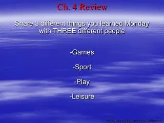 Ch. 4 Review