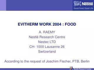 EVITHERM WORK 2004 : FOOD