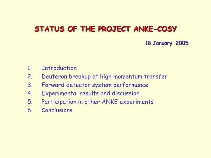 status of the project anke cosy