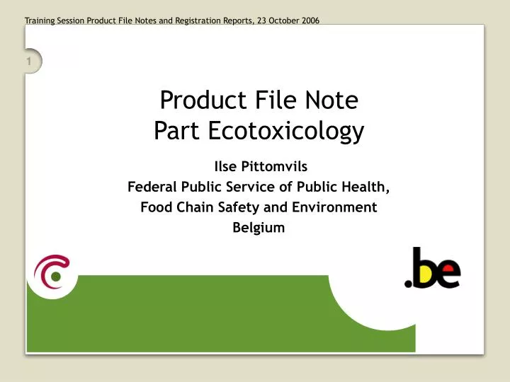 product file note part ecotoxicology