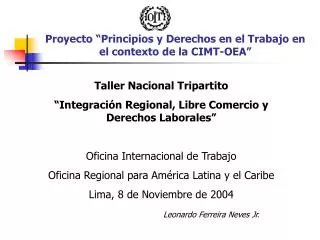 proyecto principios y derechos en el trabajo en el contexto de la cimt oea