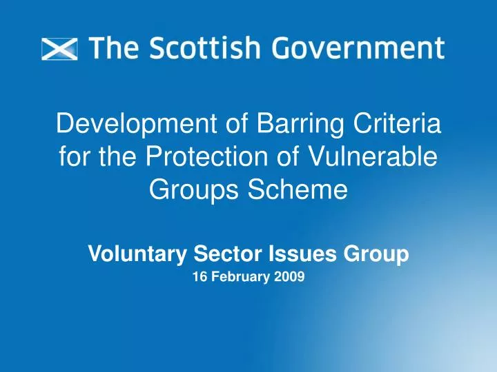 development of barring criteria for the protection of vulnerable groups scheme