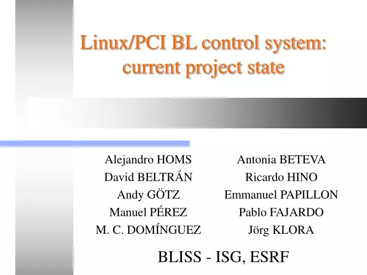 linux pci bl control system current project state