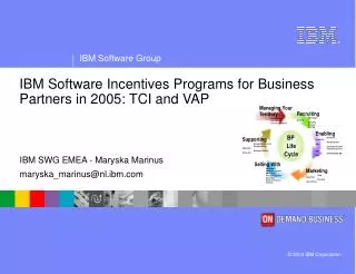 IBM Software Incentives Programs for Business Partners in 2005: TCI and VAP