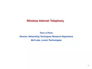 Wireless Internet Telephony