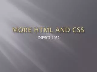 More HTML and CSS