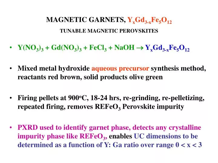 magnetic garnets y x gd 3 x fe 5 o 12 tunable magnetic perovskites