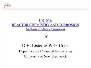 UN1001: REACTOR CHEMISTRY AND CORROSION Section 9: Stress Corrosion