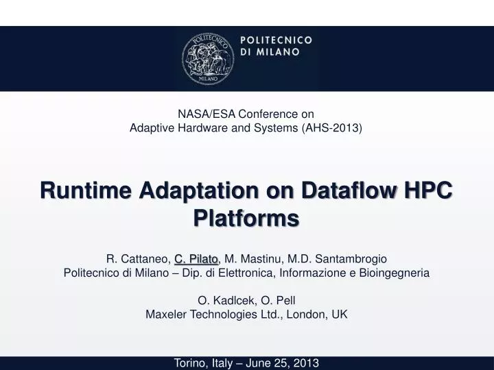 runtime adaptation on dataflow hpc platforms