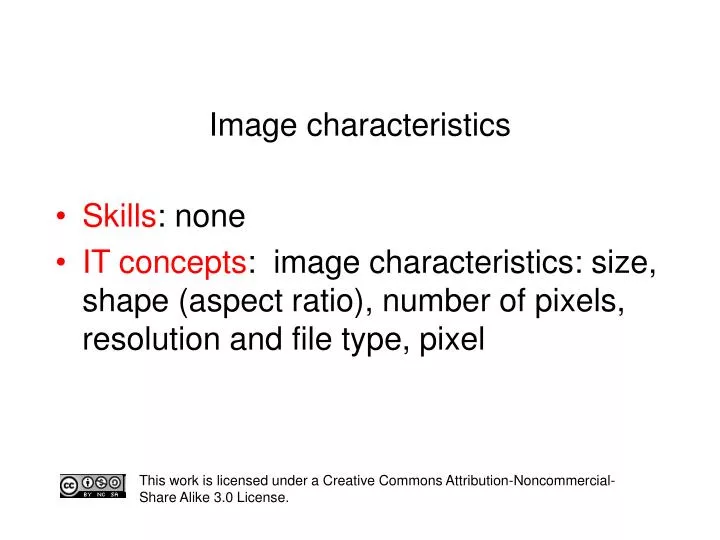 image characteristics