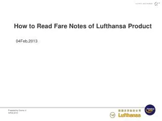 How to Read Fare Notes of Lufthansa Product