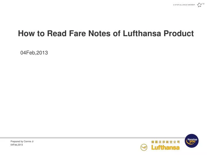 how to read fare notes of lufthansa product