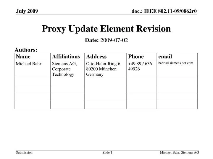 proxy update element revision