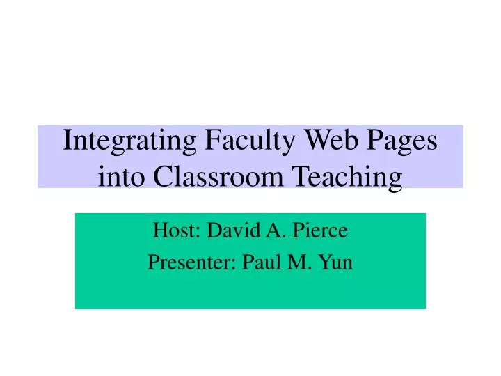 integrating faculty web pages into classroom teaching