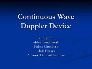 Continuous Wave Doppler Device