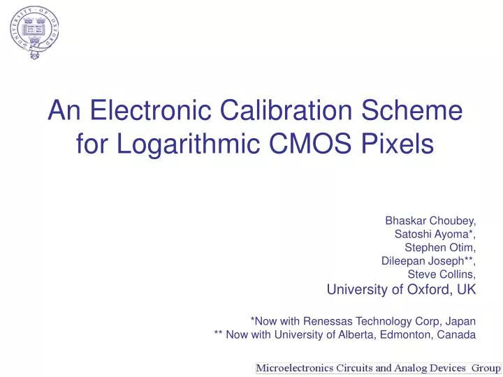 an electronic calibration scheme for logarithmic cmos pixels