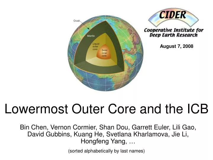 lowermost outer core and the icb