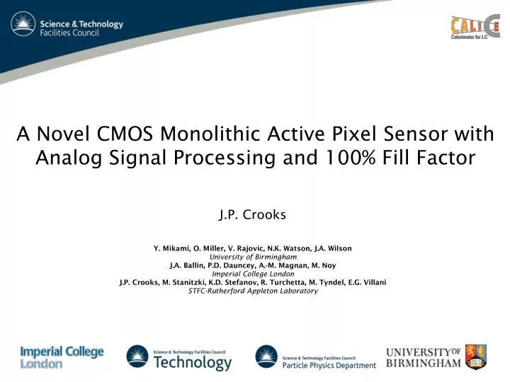 a novel cmos monolithic active pixel sensor with analog signal processing and 100 fill factor