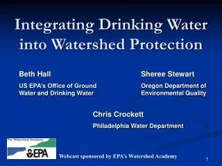Integrating Drinking Water into Watershed Protection