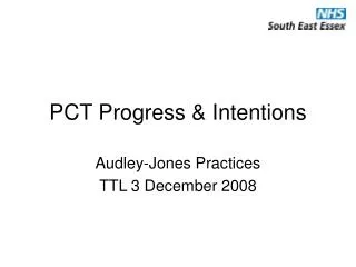 PCT Progress &amp; Intentions