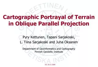Cartographic Portrayal of Terrain in Oblique Parallel Projection