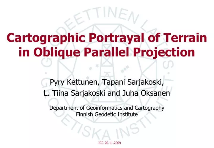 cartographic portrayal of terrain in oblique parallel projection