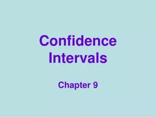 Confidence Intervals