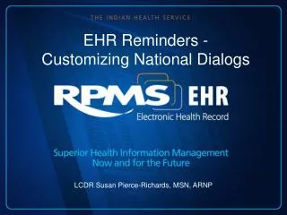 EHR Reminders - Customizing National Dialogs