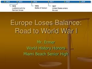Europe Loses Balance: Road to World War I