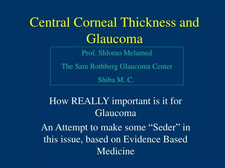 central corneal thickness and glaucoma