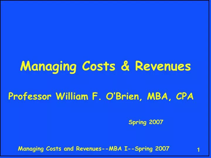 managing costs revenues