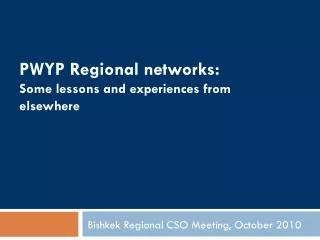 PWYP Regional networks: Some lessons and experiences from elsewhere