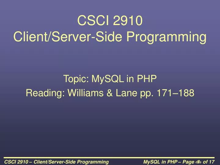 csci 2910 client server side programming