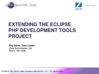 EXTENDING THE ECLIPSE PHP DEVELOPMENT TOOLS PROJECT